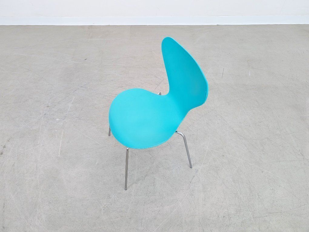 Chaise Fritz Hansen Series 7 turquoise 3107, par Arne Jacobsen photo vintage