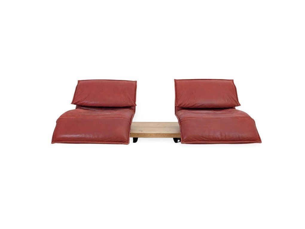 Original Koinor Free Motion 2 Edit Sofa Couch Oak Leather Red