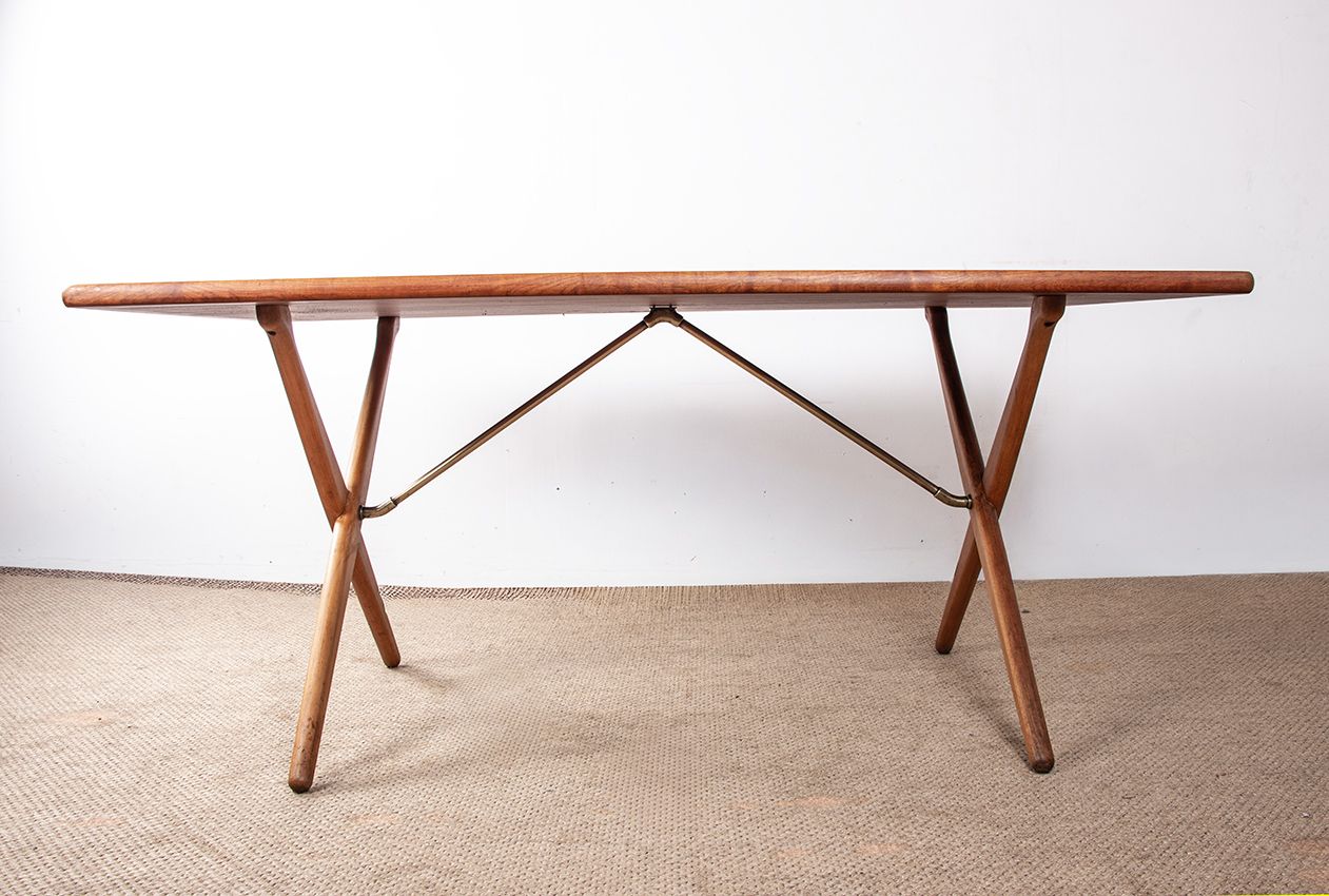 Danish Dining Table In Solid Teak And Beech And Brass, Model At 303 By Hans Wegner For Andreas Tuck 1960. photo furniture