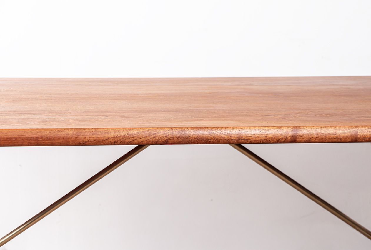 Danish Dining Table In Solid Teak And Beech And Brass, Model At 303 By Hans Wegner For Andreas Tuck 1960. photo vinterior