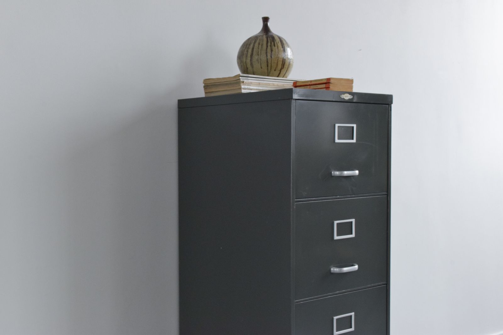 Vintage Grey Metal Filing Cabinet By Art Metal
