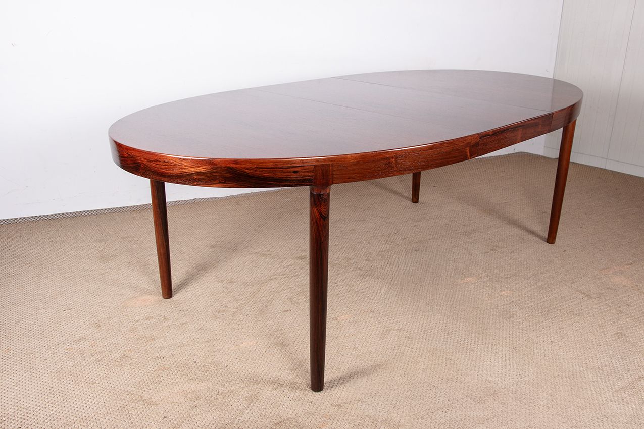 Large Oval, Extendable Danish Rosewood Dining Table By Harry østergaard For Randers Mobelfabrik 1960.