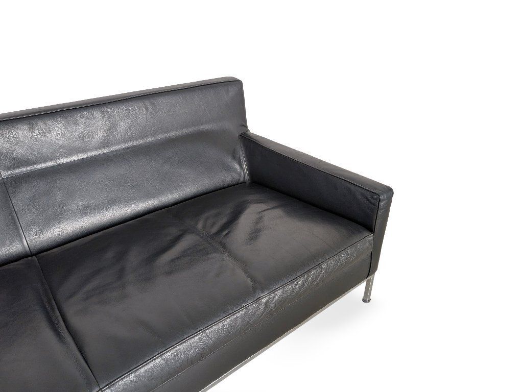 Zanotta Sofa, Italiaans Design, Leer, Zwart photo vintage