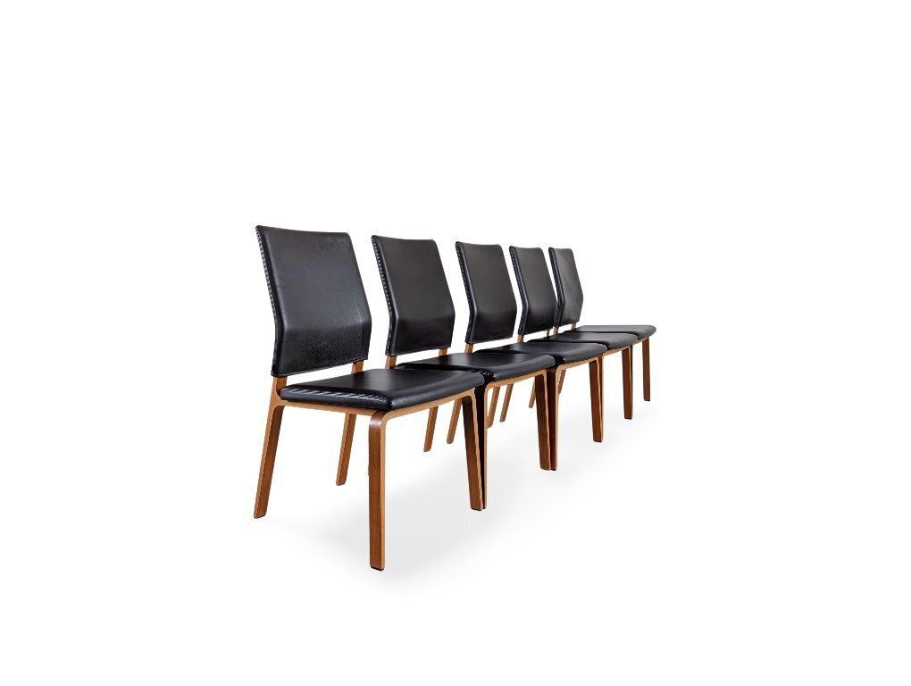 Ensemble de 5 chaises Cor Fino en cuir, design brun noyer photo Mobilier