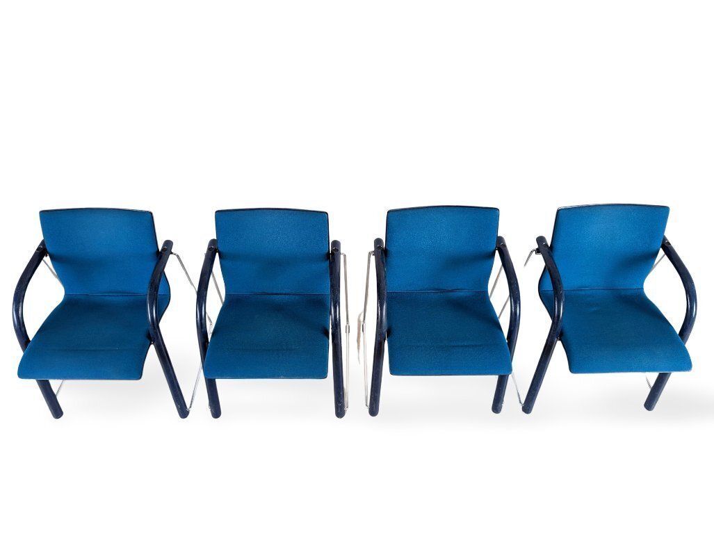 Furniture Original 4 Piece Thonet S320 Stacking Chair Set, Böhme Schneider, Blue photo