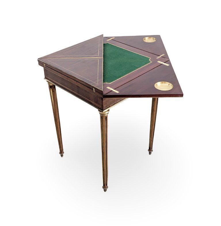 Table de jeu Louis XVI, Paul Sormani, acajou, Napoléon III photo 3100.0
