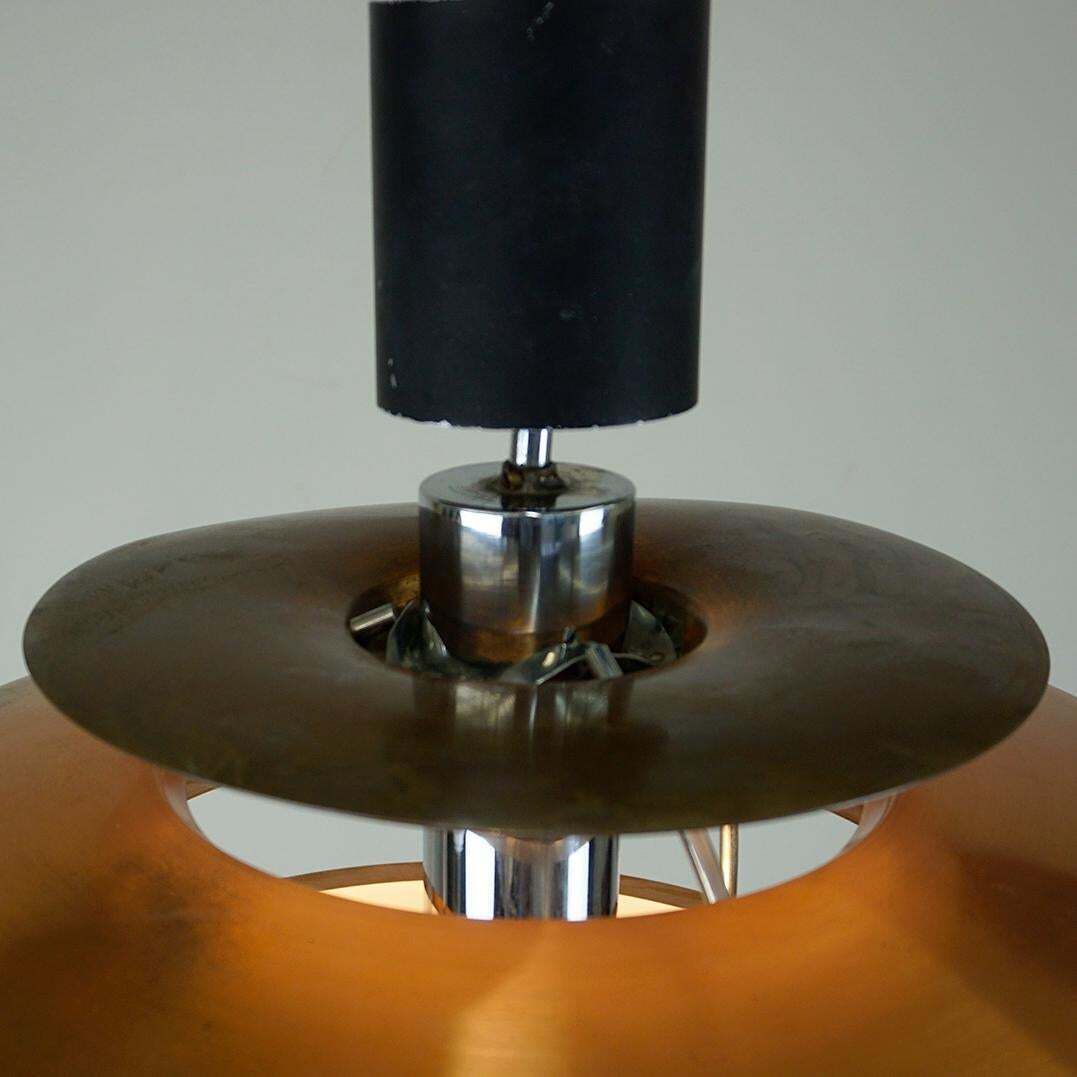 Italian Mid Century Copper Metal Pendant 1231 By Stilnovo Milano photo for sale