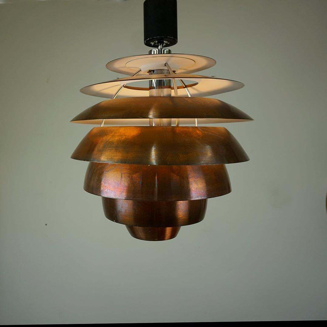 Italian Mid Century Copper Metal Pendant 1231 By Stilnovo Milano photo 3174.0