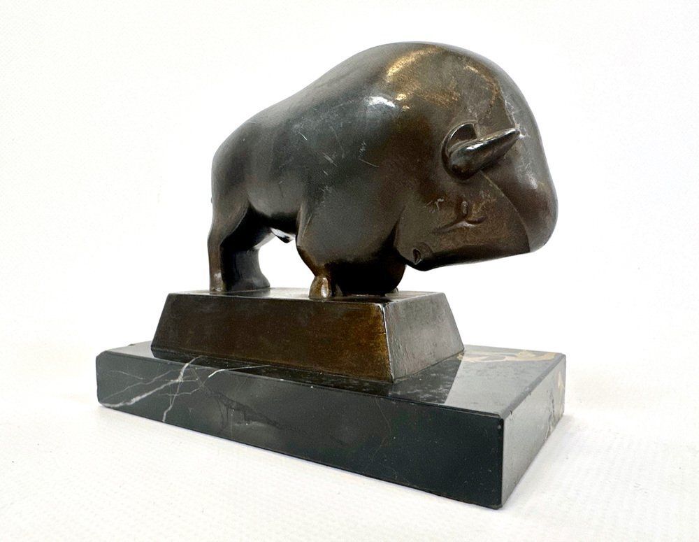 Art Deco French Bizon Figurine Attributed To Pierre Blanc, 1930s photo Home Decor