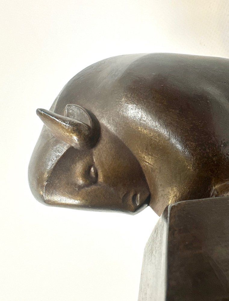 photo for sale Art Deco French Bizon Figurine Attributed To Pierre Blanc, 1930s