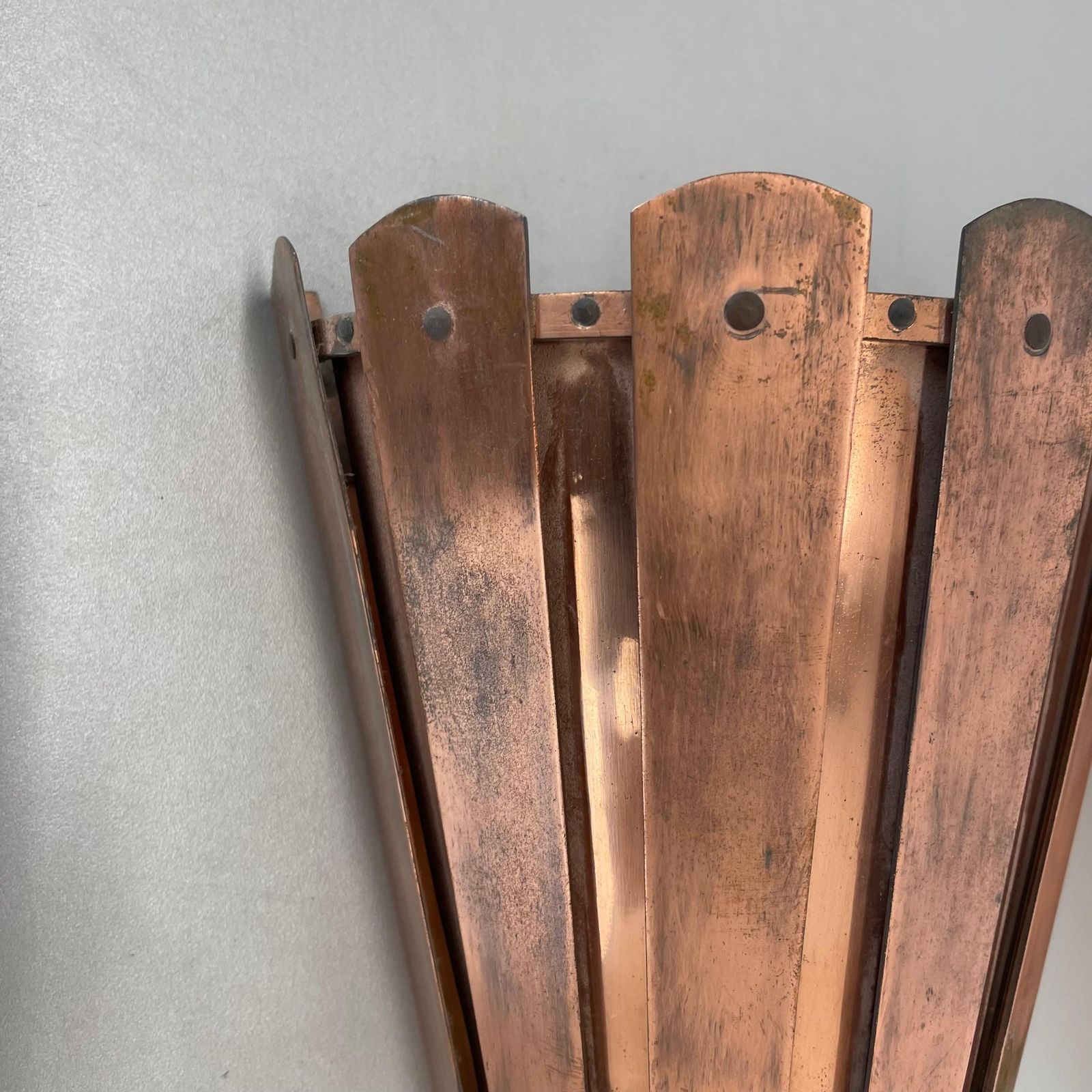 Set Of 2 Copper 25cm Gio Ponti Style Theatre Wall Light Sconces, Italy, 1950s photo vinterior