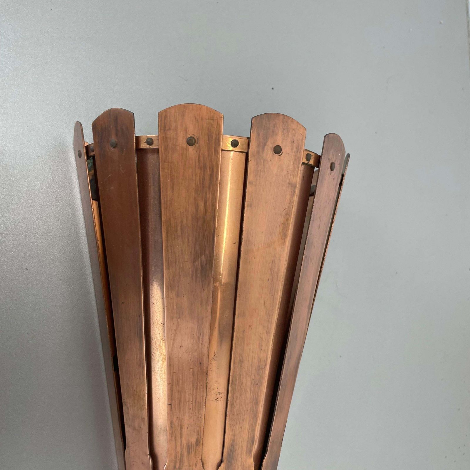 2204.0 Set Of 2 Copper 25cm Gio Ponti Style Theatre Wall Light Sconces, Italy, 1950s photo