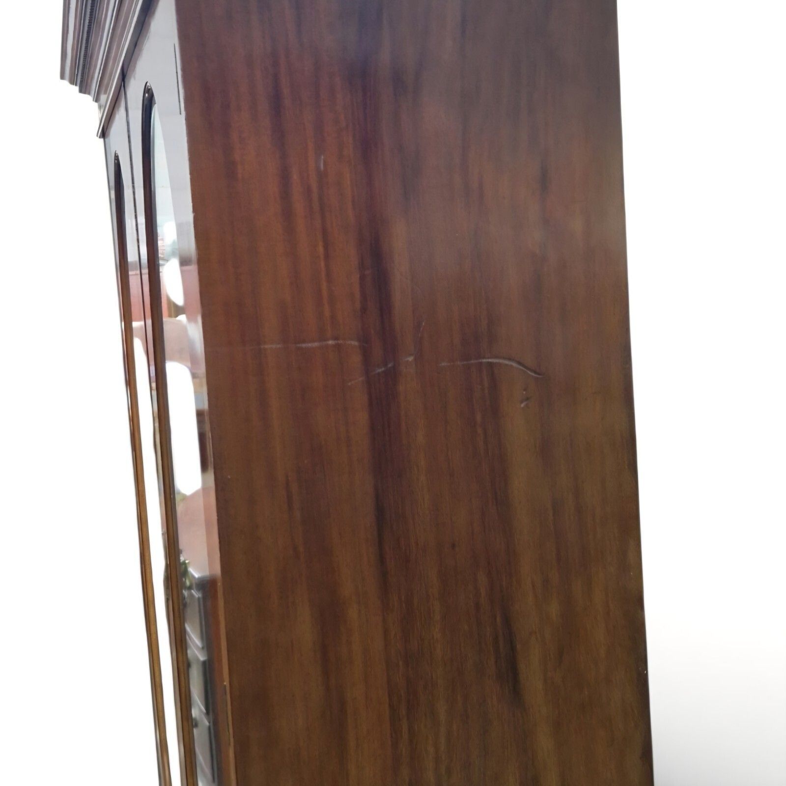 photo vintage Antique Edwardian Inlaid Mahogany Double Wardrobe Oval Mirror Doors Cws
