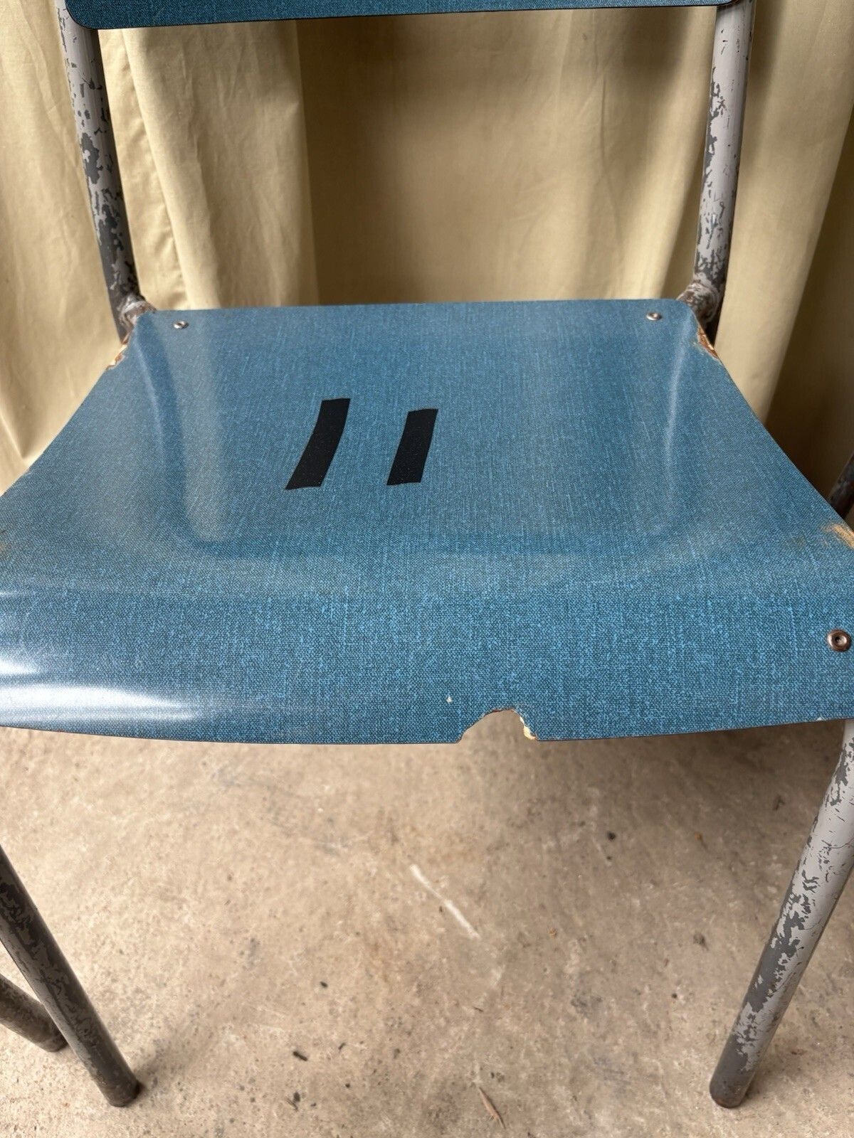 Vtg Mid Century Industrial Metal Set Of 4 Stacking Dining Chairs Retro R1202 photo 140.0