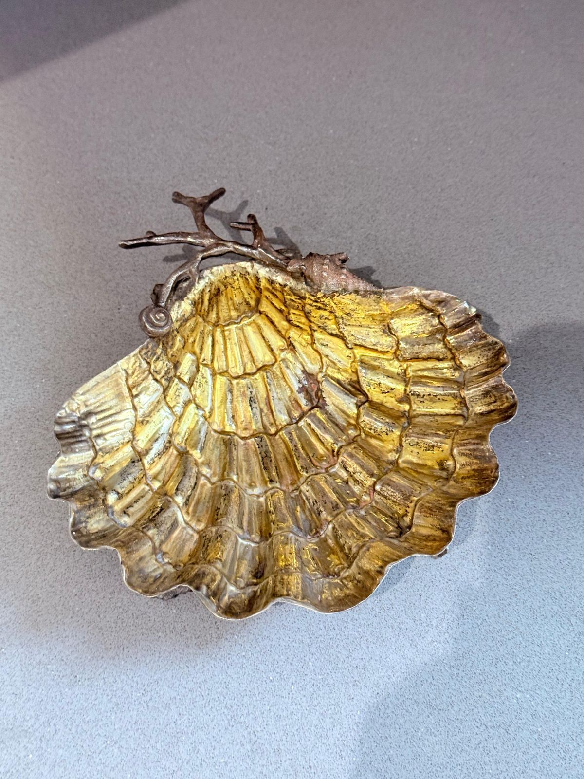 photo buy Franco Lapini Signed Silver Plated Shell Dish With Seahorse And Starfish Gilded