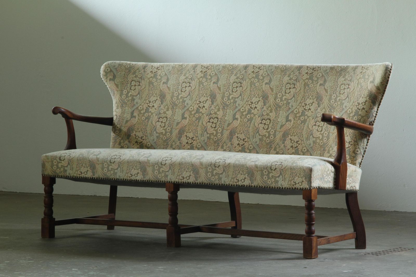 photo for sale Vintage Danish Art Deco Cabinet Maker Sofa In Oak   1940s Made In Denmark