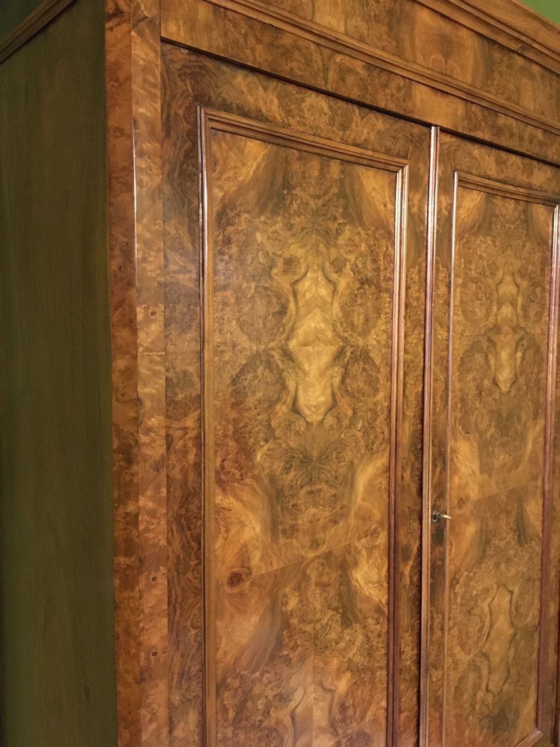4407.0 Italy Mid  19th Century Walnut Olive Wood Neoclassical Storage Cabinets Armoires photo
