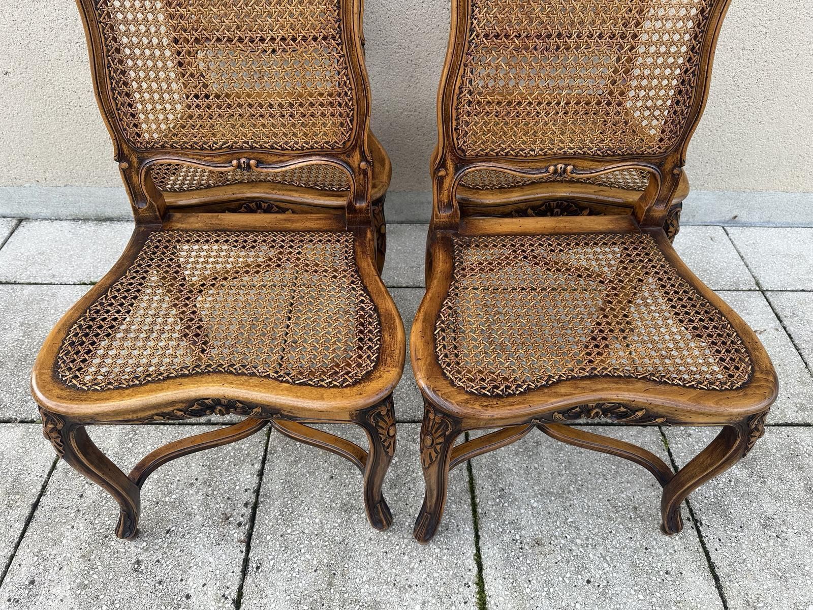 photo vinterior Original French Set Of Carved Louis Style Cane Dining Chairs