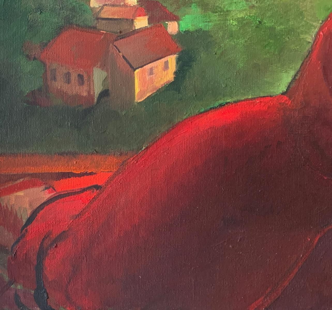 Late Afternoon Figurative Oil Painting 20th Century Style Polish Art photo for sale