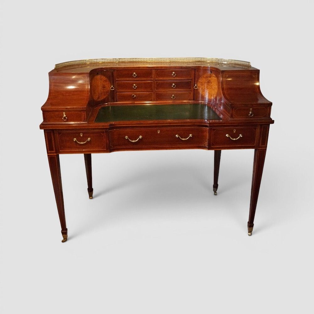 Edwardian Inlaid Mahogany Carlton House Desk
