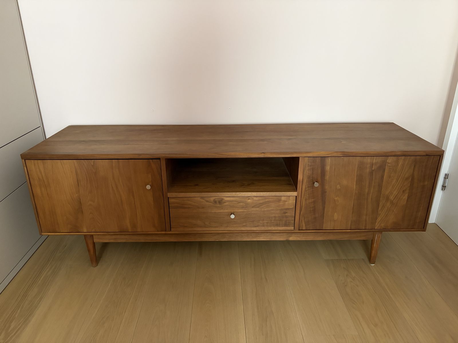 Mid Century Solid Walnut Media Cabinet