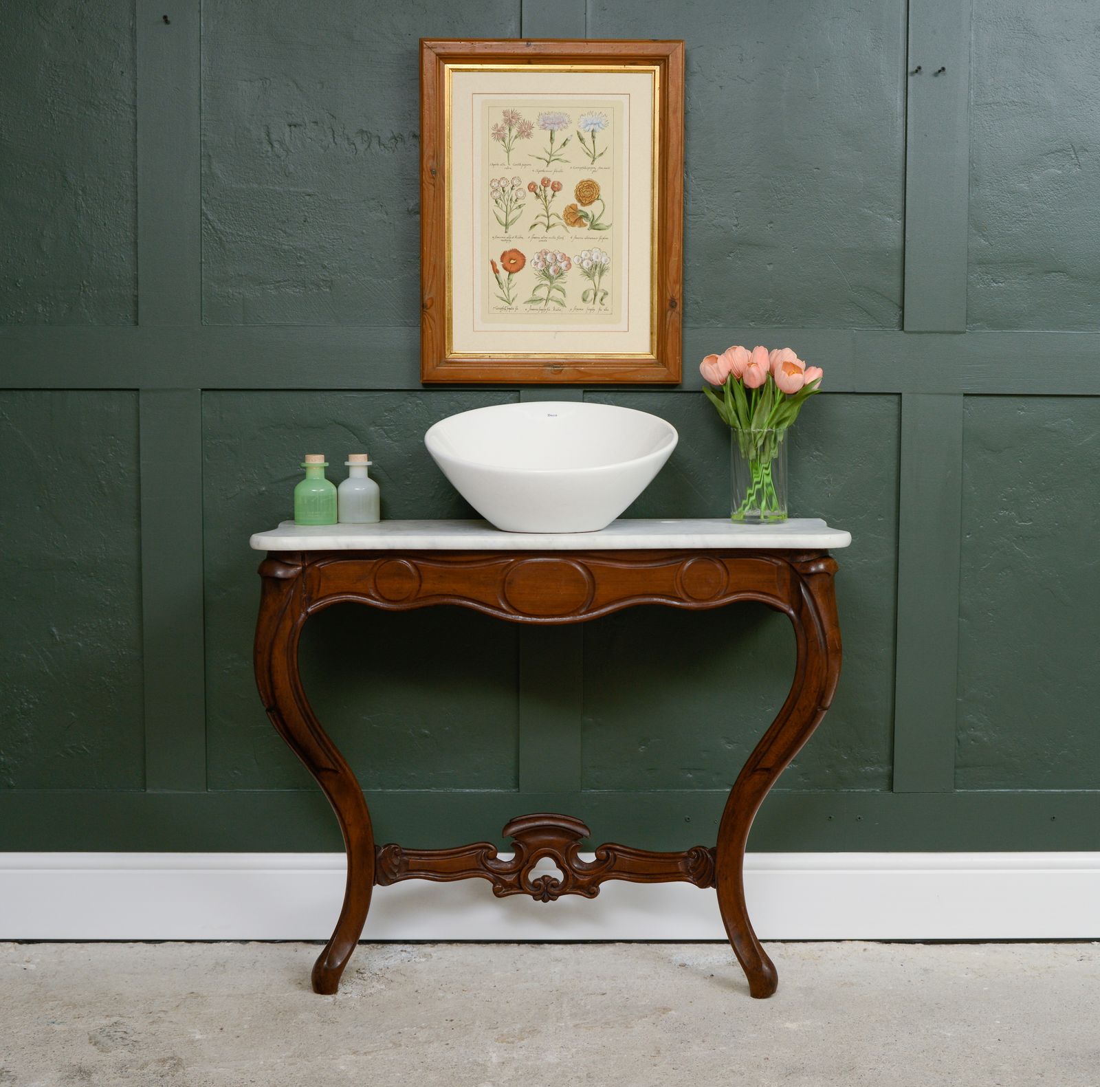 Antique Mahogany Marble Bathroom Vanity Unit With Sink   Sku 197 photo furniture