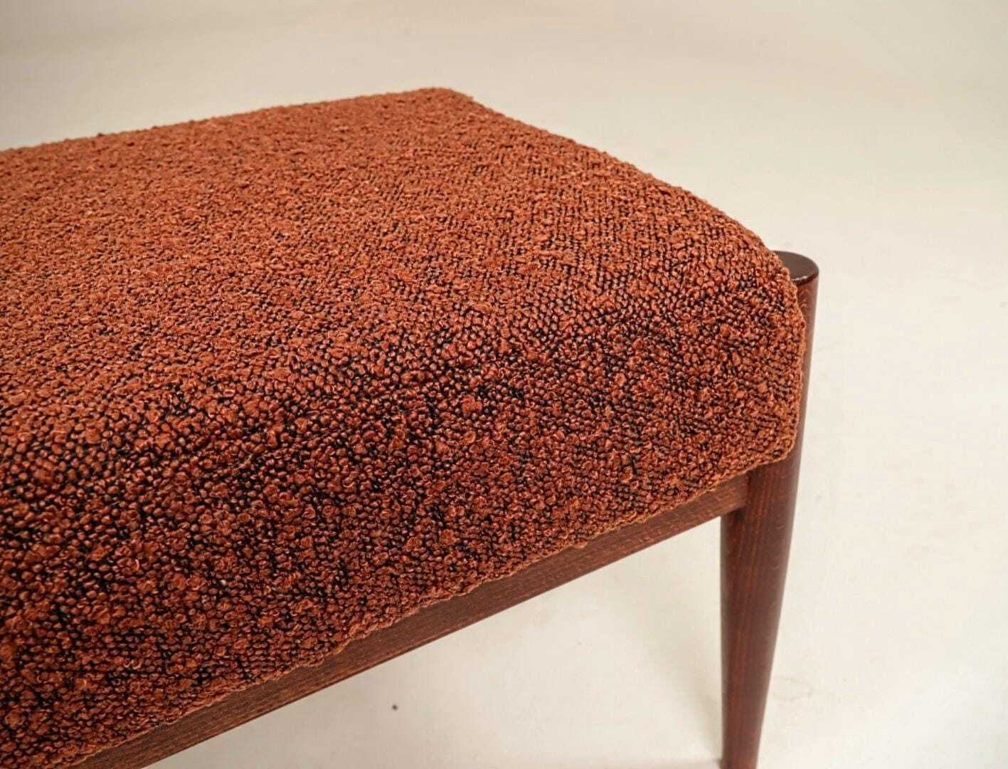 Set Of Two Vintage Style Footstools, Bouclé Cinnamon Color photo 324.0