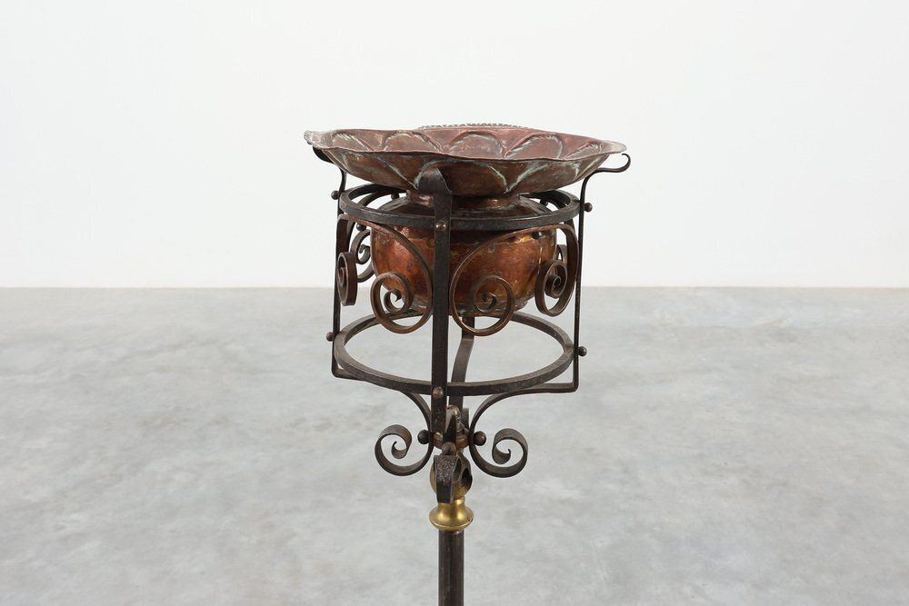 Art Nouveau Planter In Metal And Copper, France, 1920s photo for sale