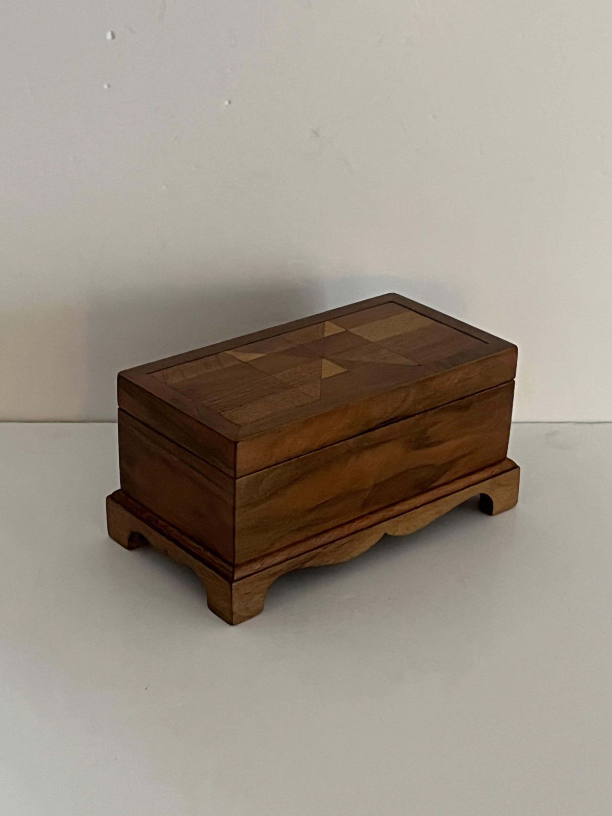 Art Deco Jewelry Box With Marquetry Top And Oval Mirror, Circa 1925 photo vinterior