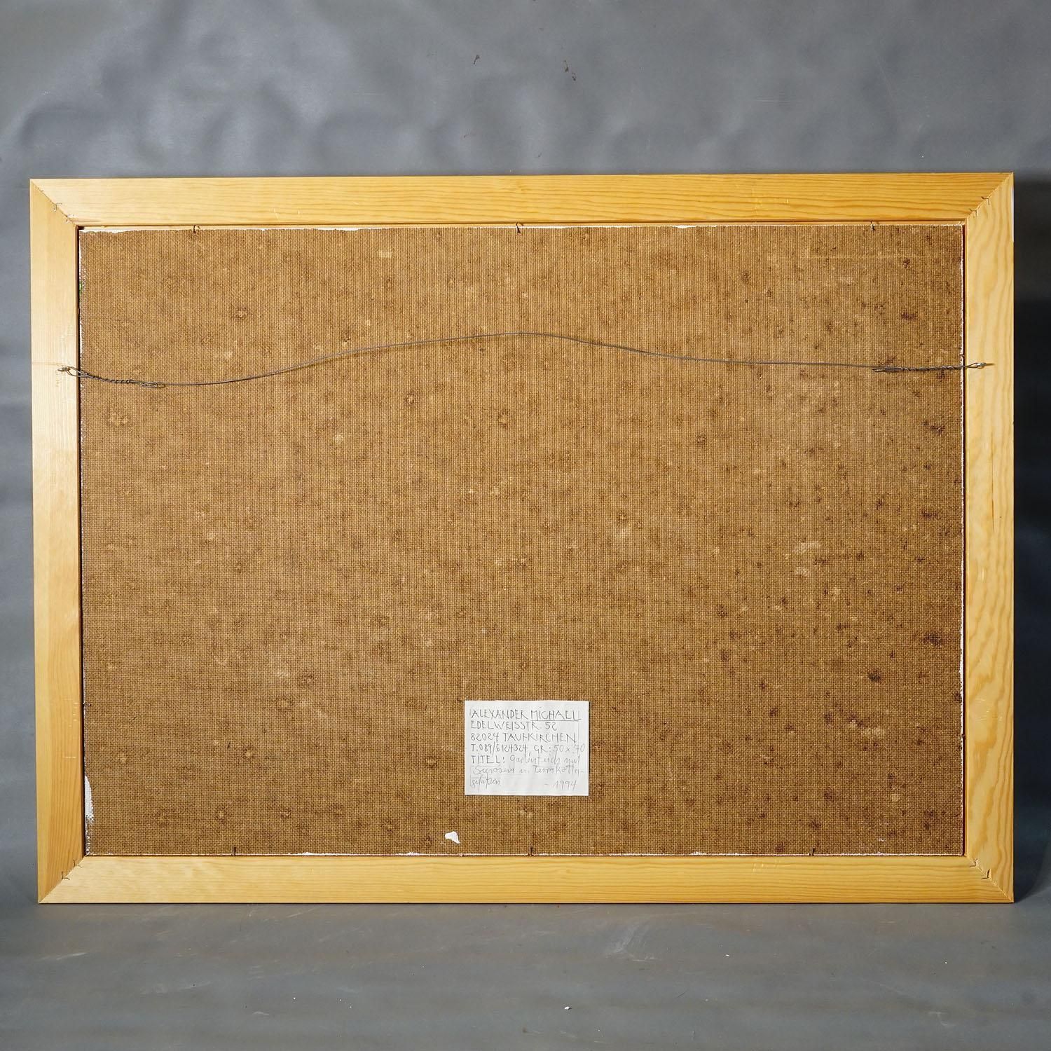 Tuinvijver met waterlelies, 1994 – Olieverfschilderij van Alexander Michael photo vinterior
