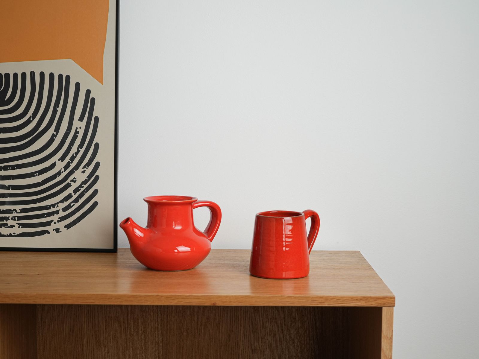 Mug en céramique rouge, design italien, années 1960, Made In Italy photo buy