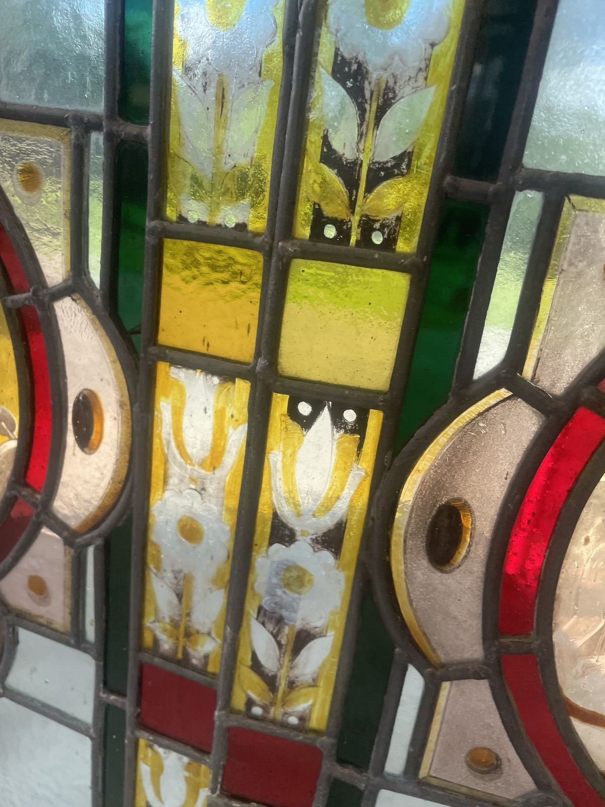 photo vinterior Beautiful Pair Victorian Hand Painted Stained Glass Windows Featuring Cultural Scenes