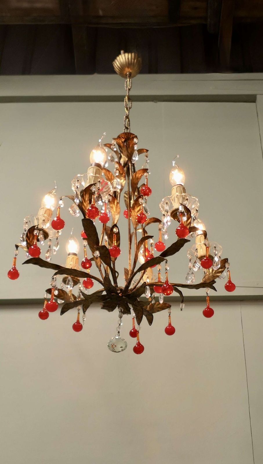 Large French Chandelier Hung With “Lipstick” Red Teardrops This Is An Amazing Piece photo furniture