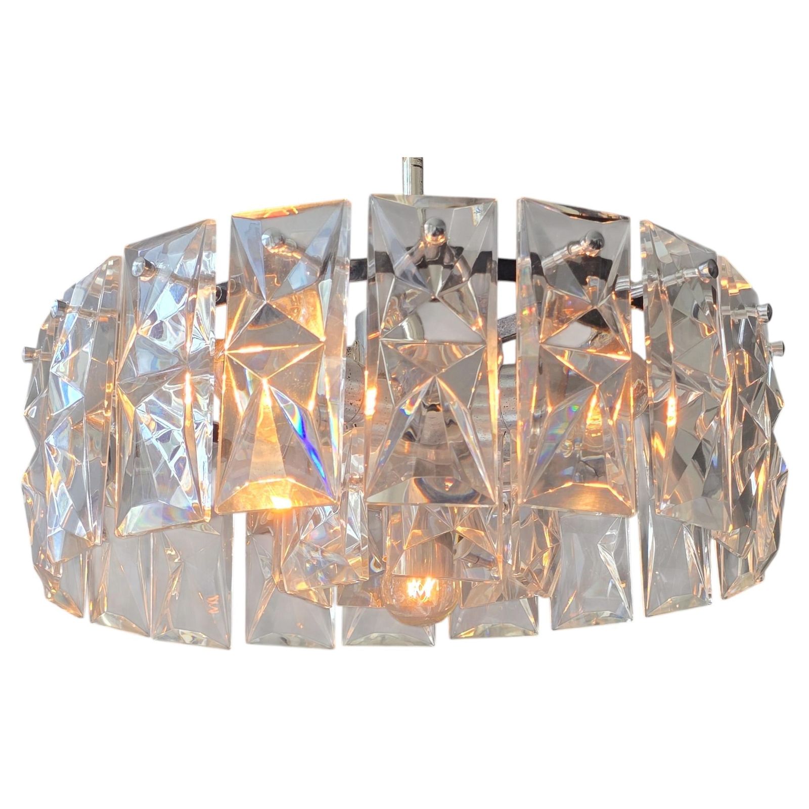 1970s Faceted Crystal Glass Flush Mount Ceiling Light 7 Lights photo furniture