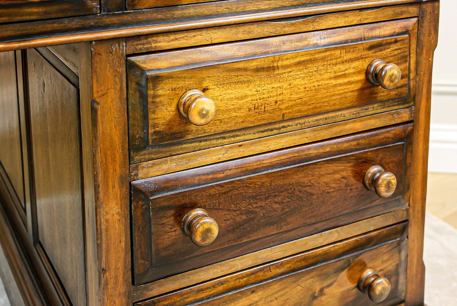 photo buy Large Antique Solid Mahogany Twin Pedestal Partners Leather Top Writing Desk