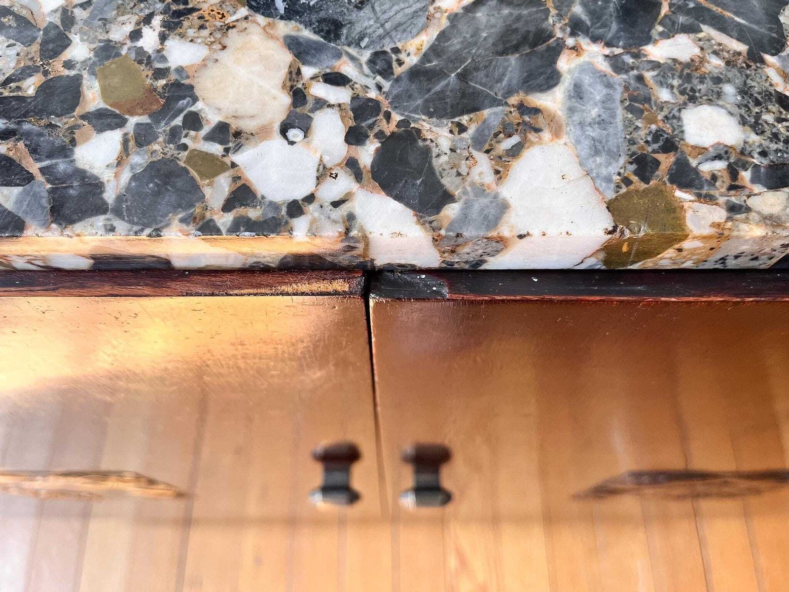 photo furniture Large French Antique Art Deco Marble Top Cabinet
