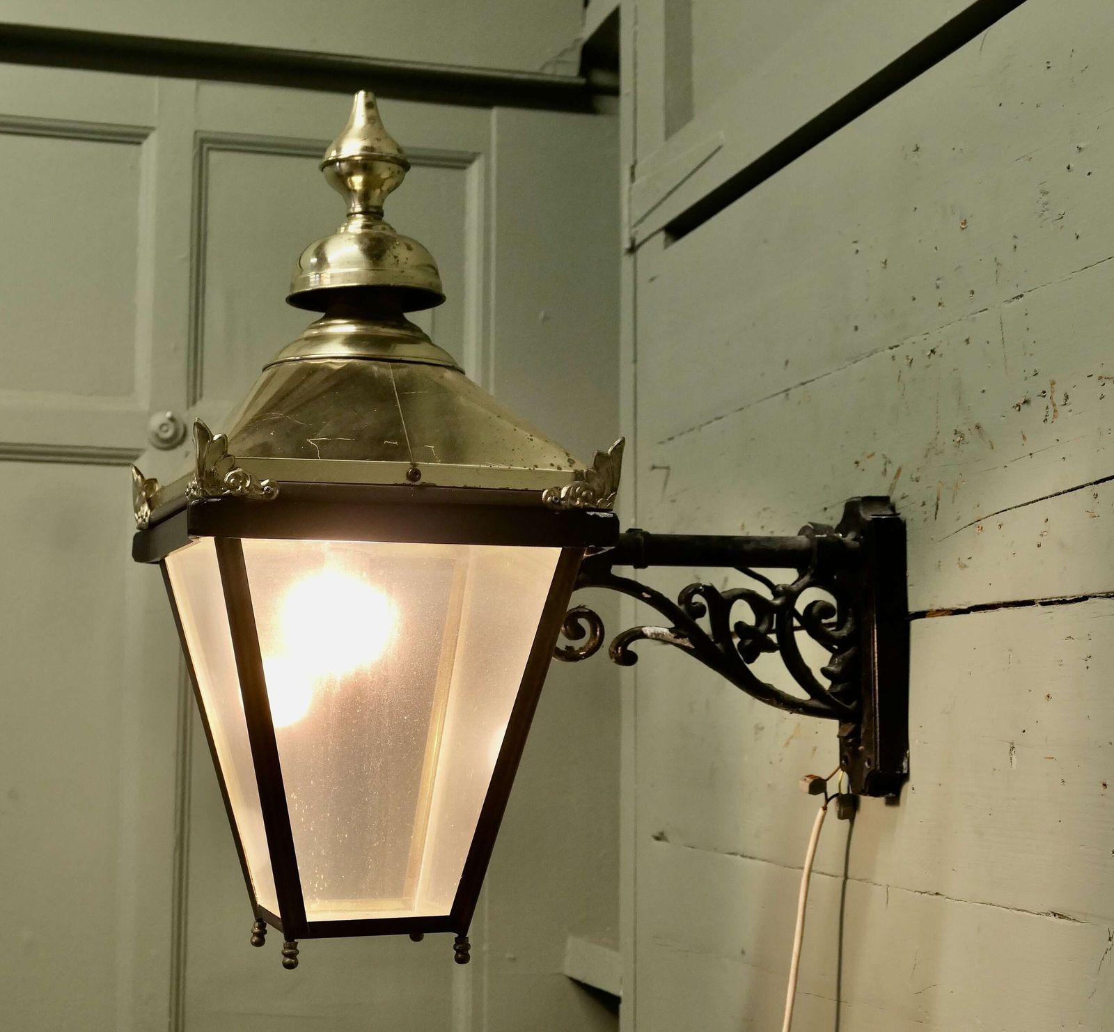Large Brass Wall Hung Lantern There Are Three Of These Old Wall Lights photo furniture