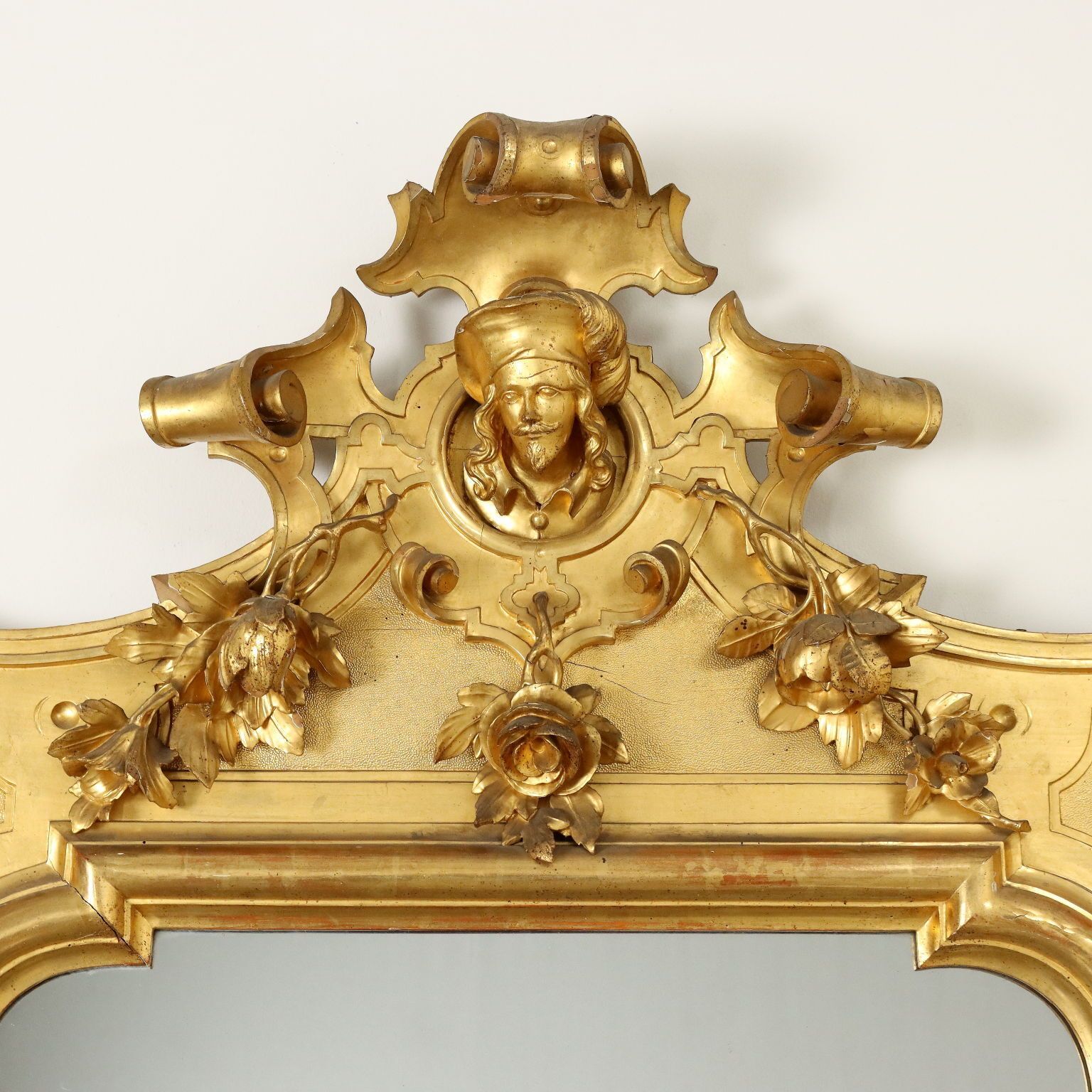 Antique Large Mirror Umbertino Swiss Pine Italy XIX Century photo for sale
