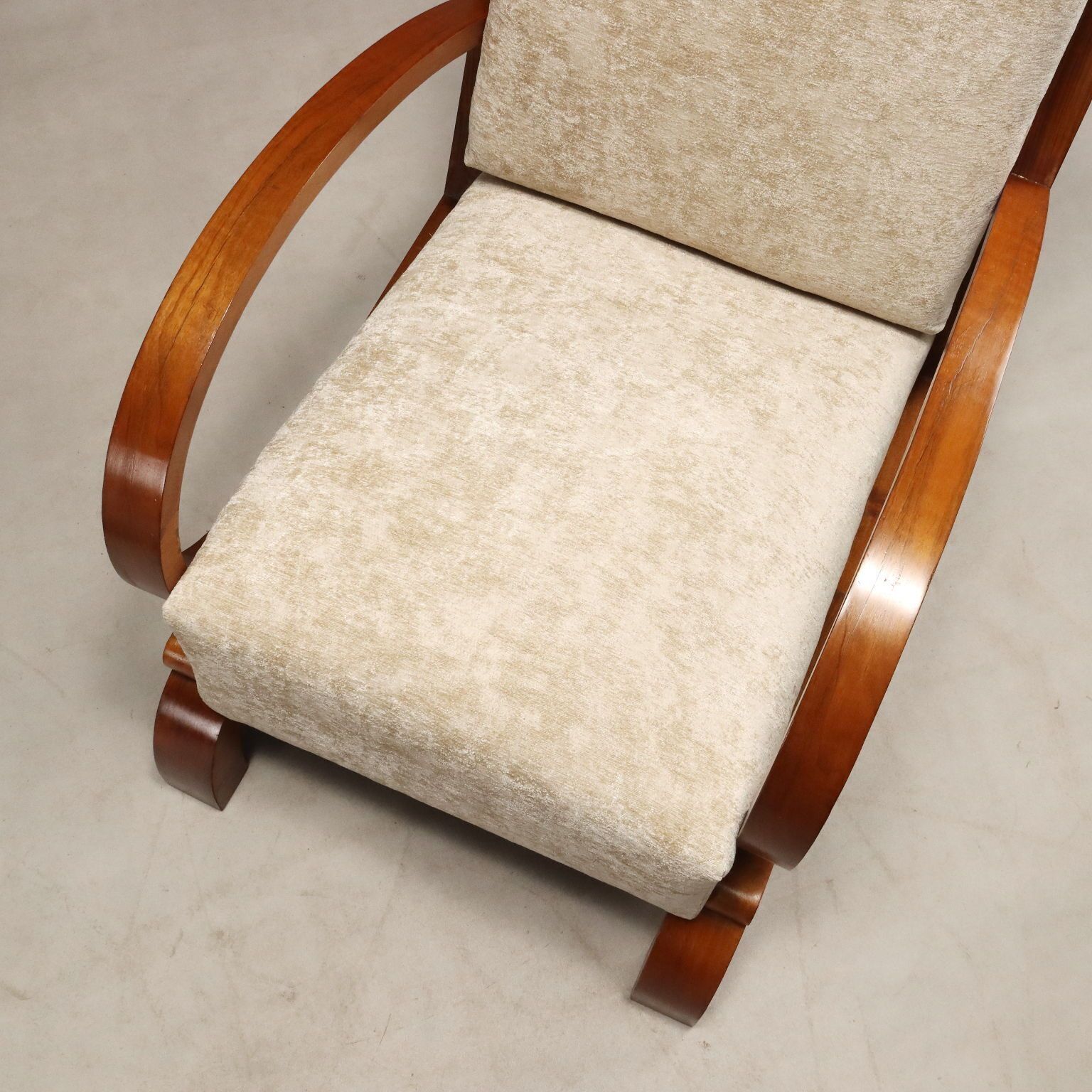 Vintage Déco Armchairs Curved Wood Velvet Design 1920s 1930 photo vintage