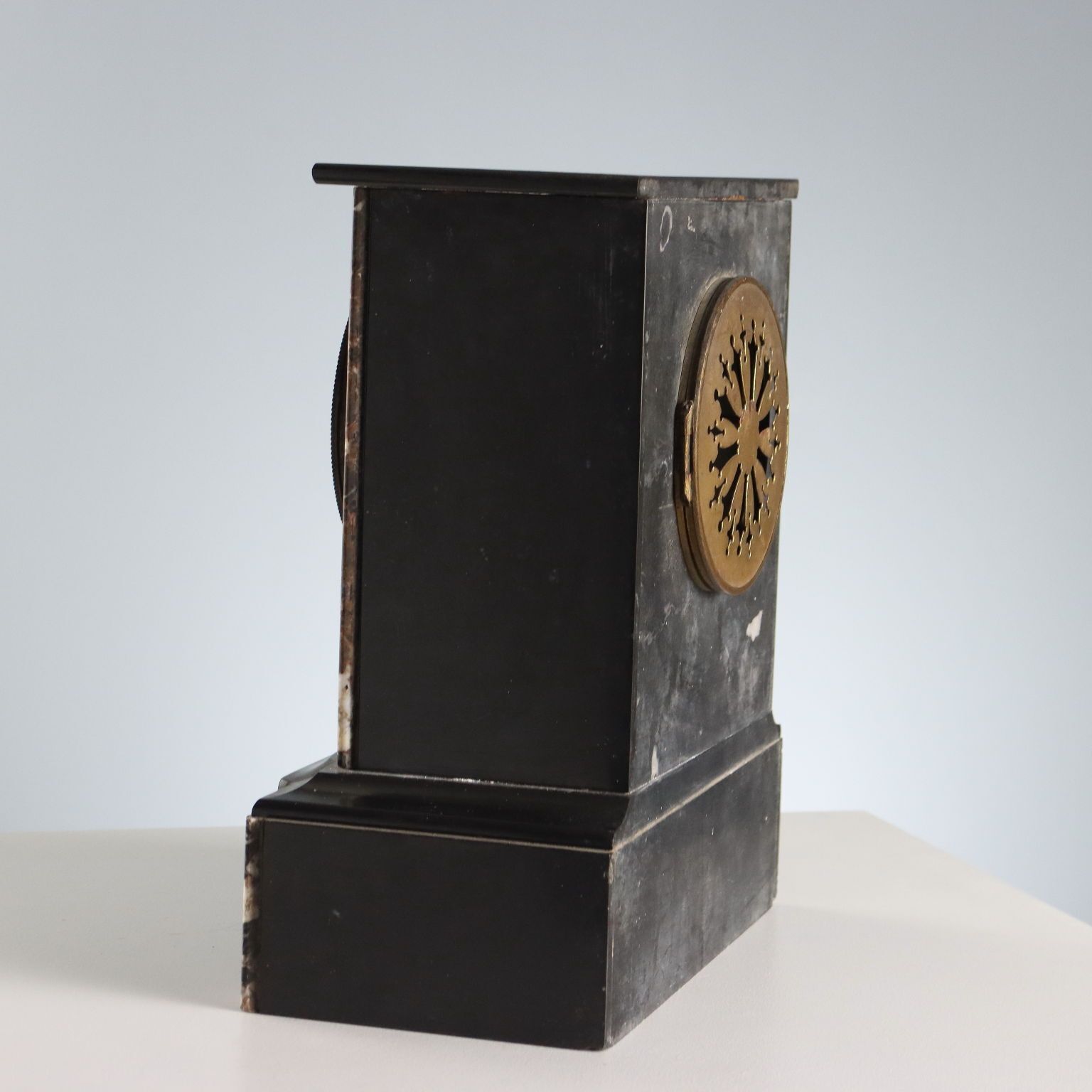 Antique Clock Black Marble Metal France XIX XX Century photo buy