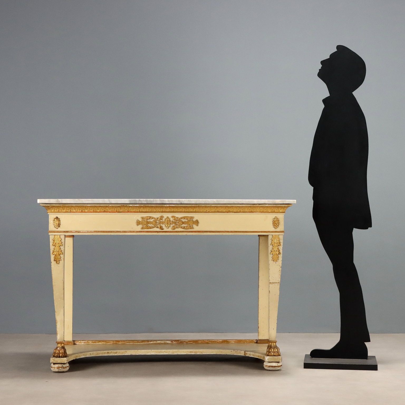 Antieke restauratiestijl console gelakt en verguld walnoot 19e eeuw photo furniture