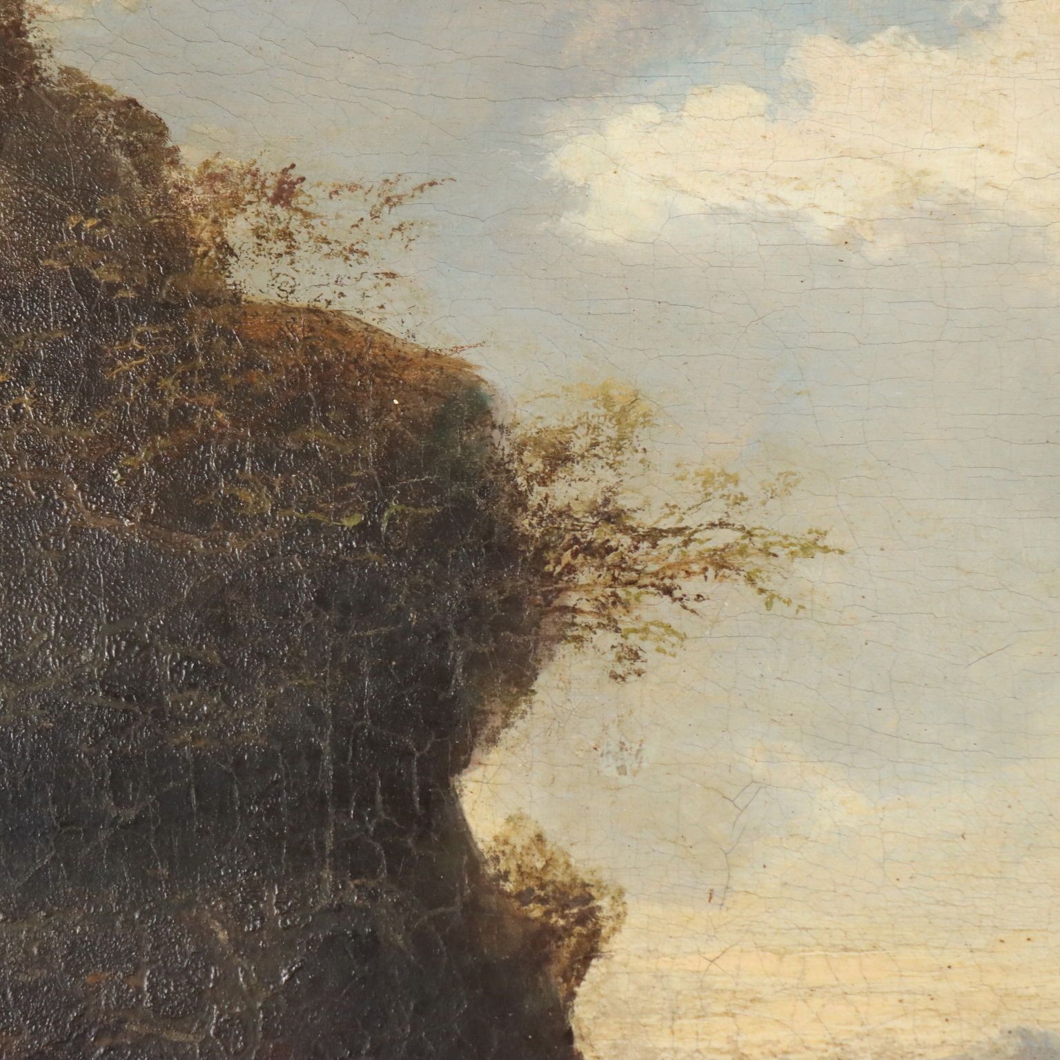Antique Painting Landscape With River Oil On Canvas XIX Century photo Art