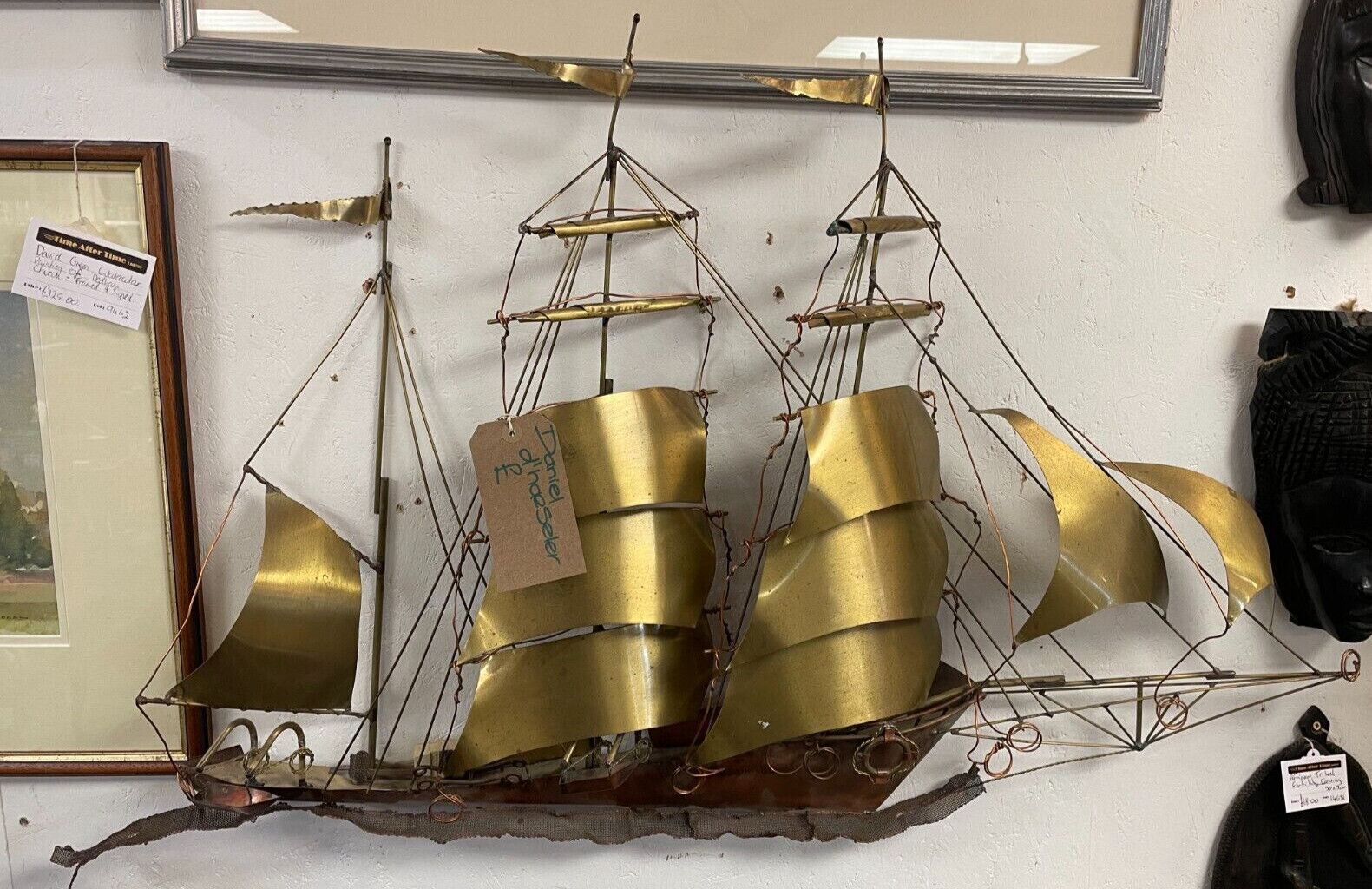 Mid Century Large Daniel D'haeseleer Sailing Vessel Wall Art/ Light  Signed. photo furniture