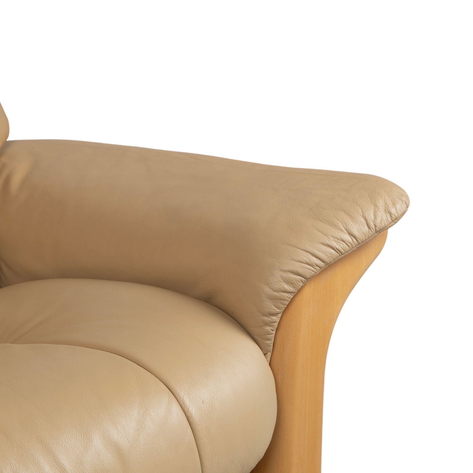 Canapé Stressless Windsor 3 places en cuir et bois, beige crème photo vinterior
