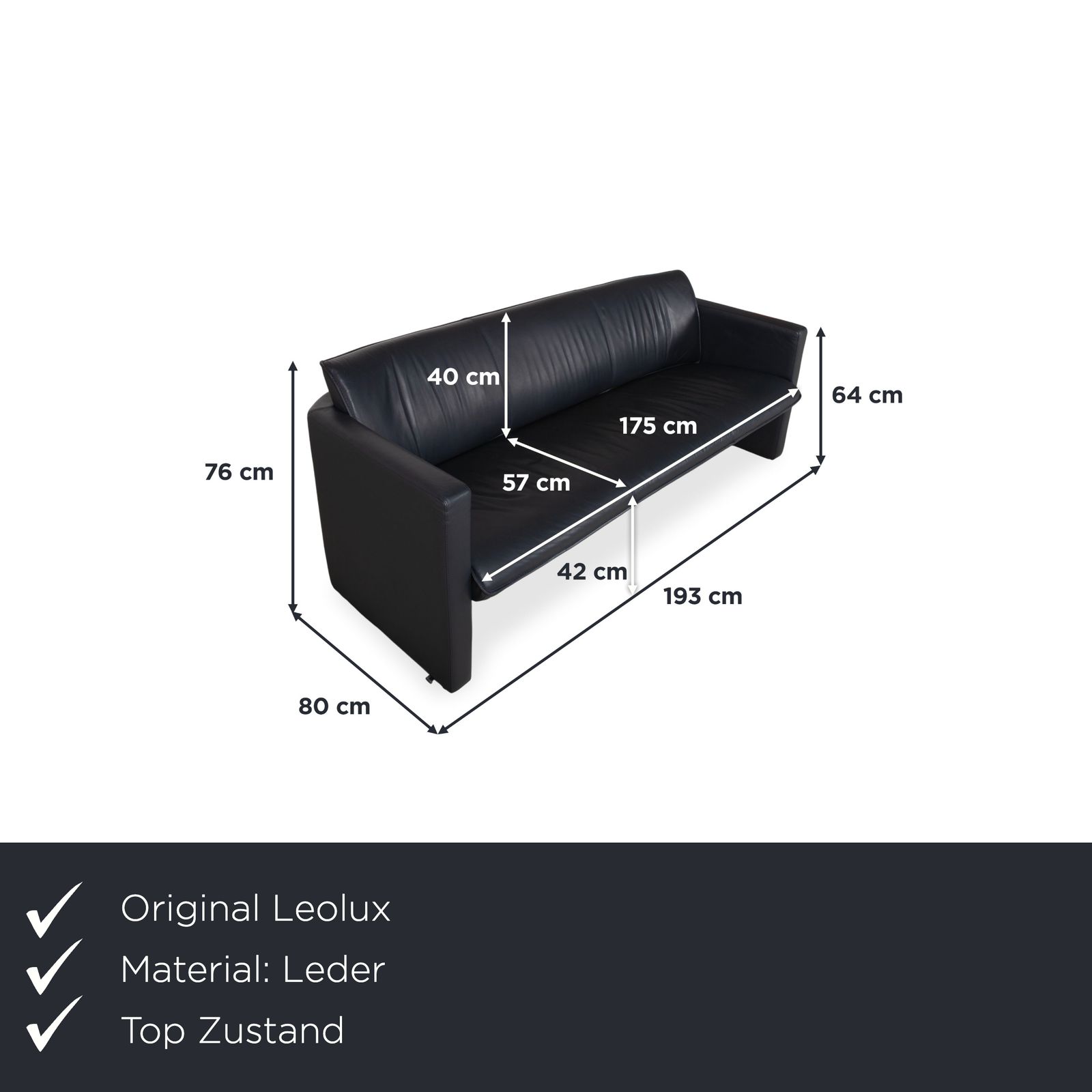 Leolux leren driezitsbank – donkerblauw photo furniture