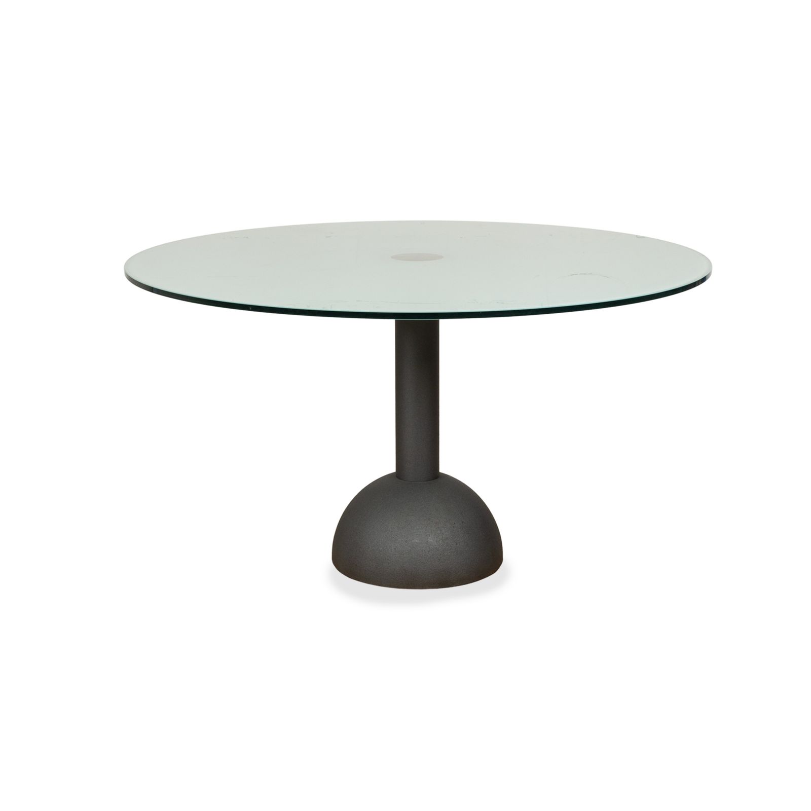 Table à manger Poltrona Frau en verre gris, 130 x 130 x 73 cm