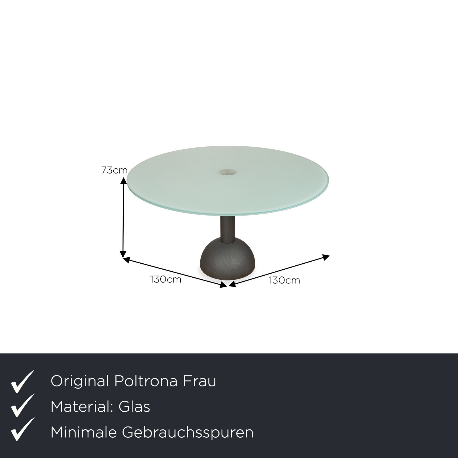 Table à manger Poltrona Frau en verre gris, 130 x 130 x 73 cm photo furniture