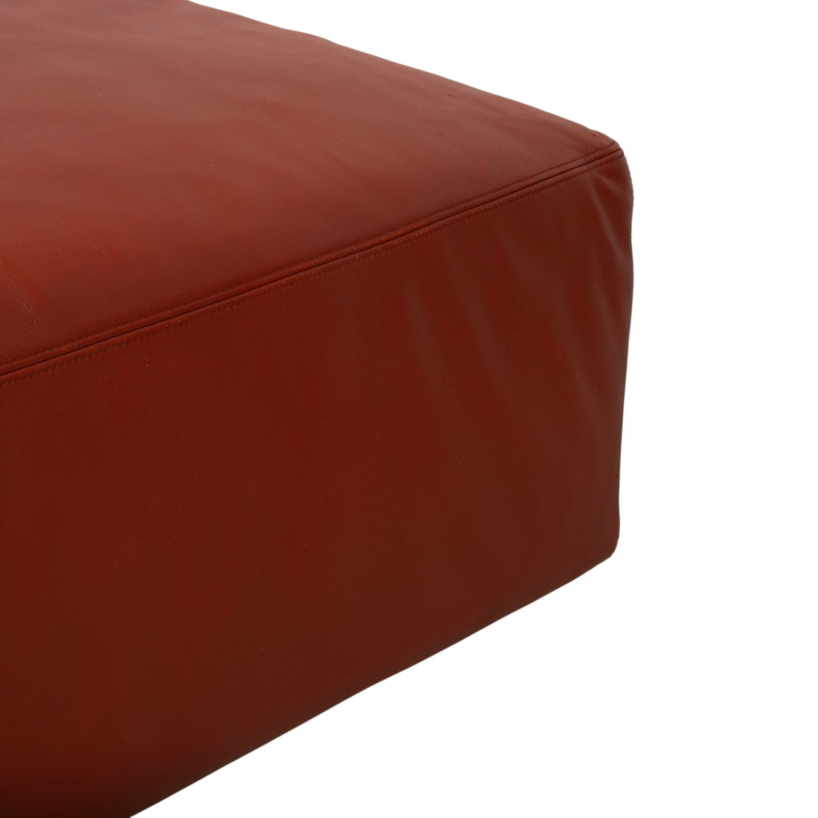 Pouf Walter Knoll Living Landscape 755 en cuir, rouge terracotta photo for sale