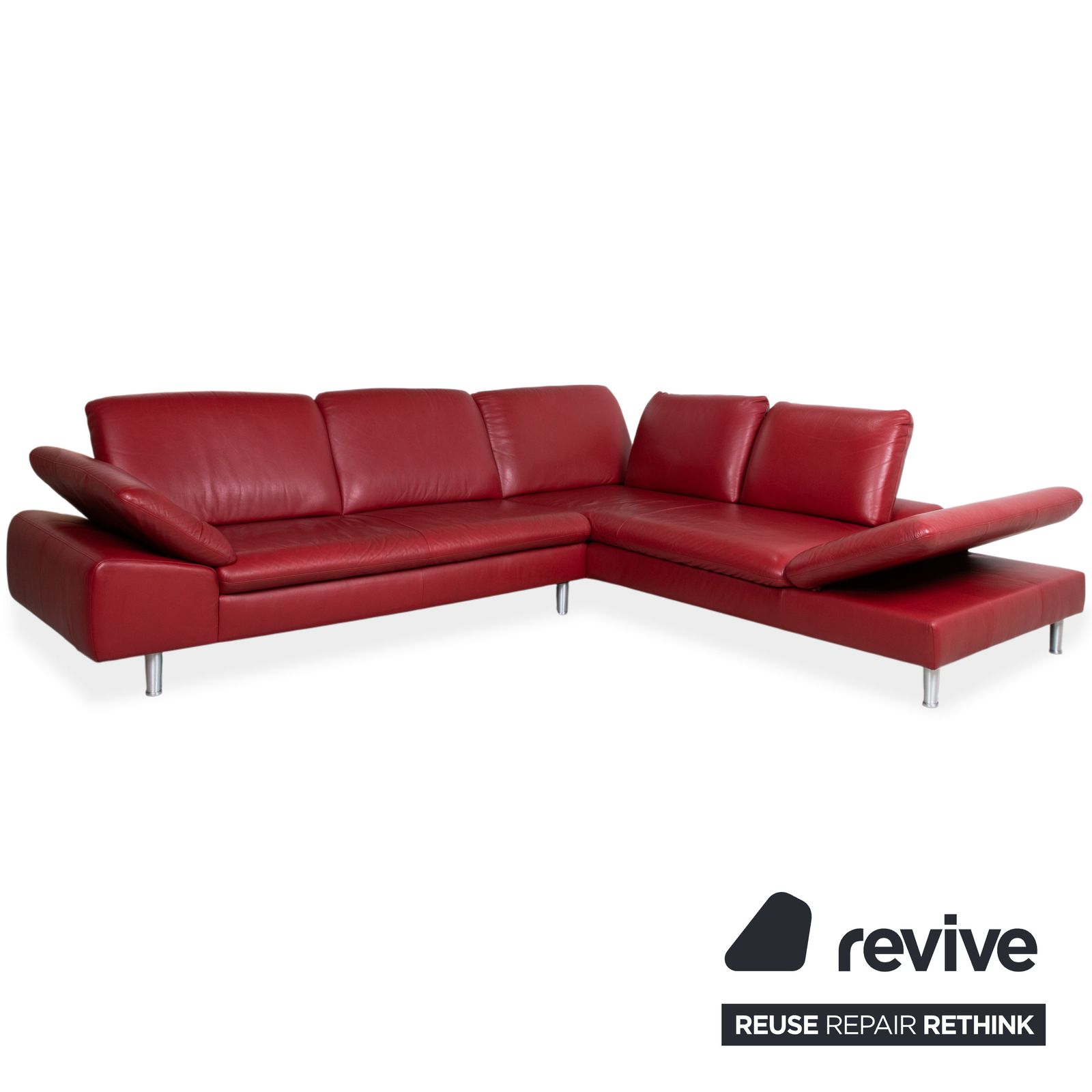 Willi Schillig Loop Leather Corner Sofa Red Manual Function photo 2794.0