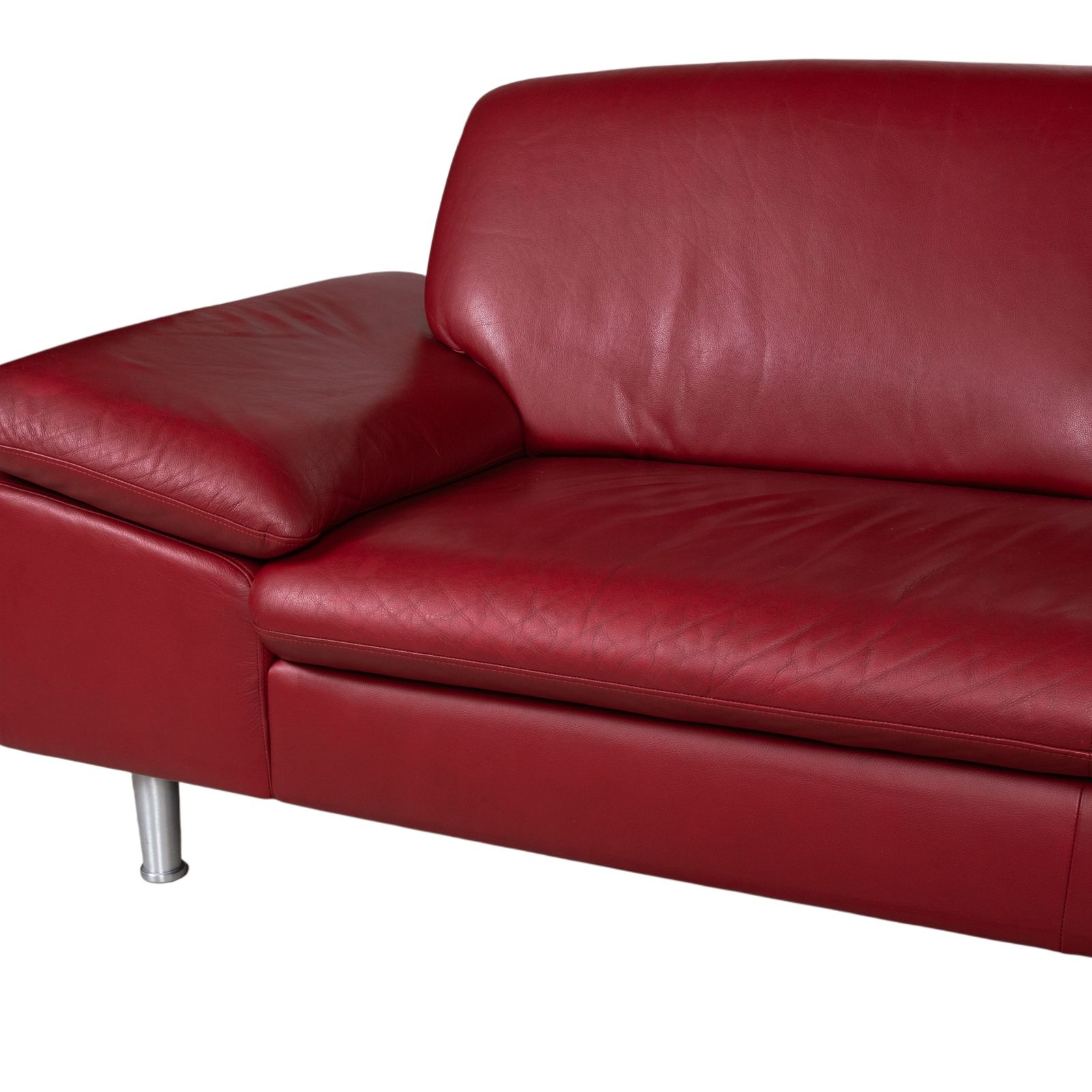 Willi Schillig Loop Leather Corner Sofa Red Manual Function photo vintage